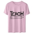 thumbnail image 1 of Teacher Shirt Women Teaching Tshirt Alphabet Graphic Short Sleeve Basic Tee Tops Kindergarten Teachers Gift T-Shirt A2, 1 of 7