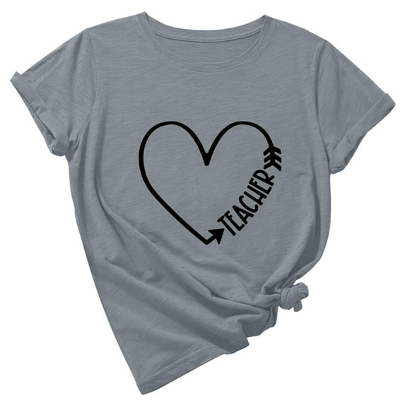 Teacher Shirt Women Teaching Tshirt Alphabet Graphic Short Sleeve Basic Tee Tops Kindergarten Teachers Gift T-Shirt