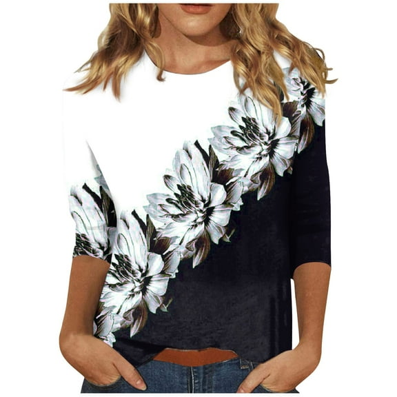 Teacher Shirts Cool Vacation Plus Size Tops for Women Spring 3/4 Sleeve Thin Tees