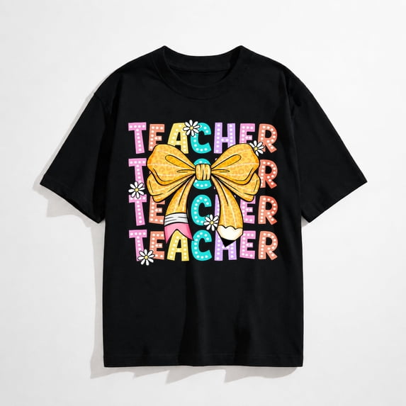 Teacher Shirts for Women Checkered Teach Printed T-Shirt Graphic Teaching Gifts Tees Casual Short Sleeve Tops
