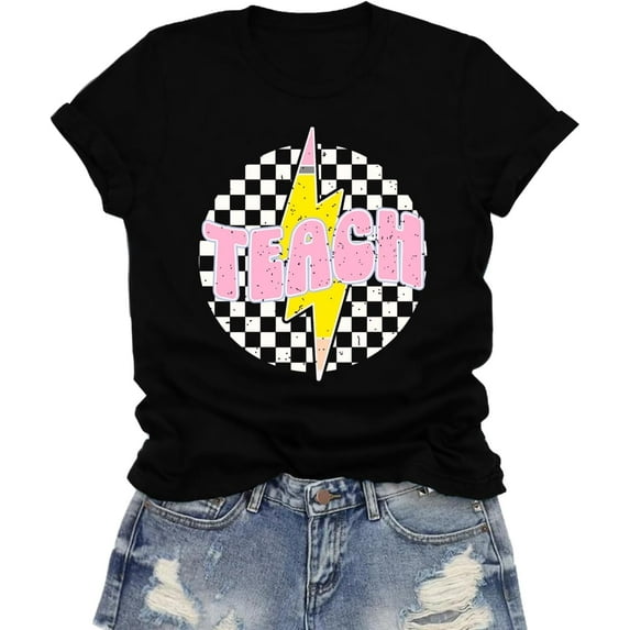 Teacher Shirts for Women Teach T-Shirt Teaching Life Tee Tops