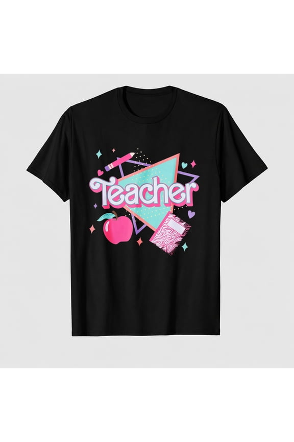 Teacher Shirts for Women Vintage 80s 90s Teacher Life Tee Back to School Teacher Gift Casual Short Sleeve Tops