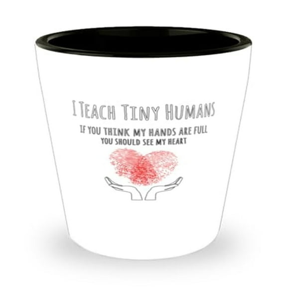 Teacher Shot Glass, I Teach Tiny Humans, Classroom Gift, Mini Glassware, 1.5oz Cup