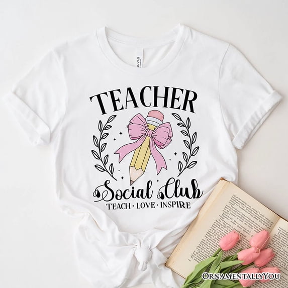 Teacher Social Club T-Shirt, White, Natural, and Black Tee for Stylish Educators