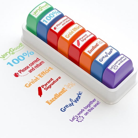 Teacher Stamps for Classroom, Self Inking Grading Stamps Set, Reward Stamps with Sign & Return, Excellent, Good Job, Classroom Must Haves for Elementary School Teacher Appreciation Gifts