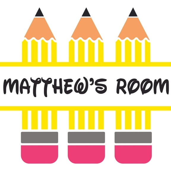 Teacher Student Pencil Room Education School Wall Decal - Custom Vinyl Wall Art - Personalized Name - Baby Girls Boys Kids Nursery Wall Decal Room Decals Wall Stickers Decorations Size (40x40 inch)