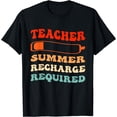 thumbnail image 1 of Teacher Summer Recharge Required Last day of School Groovy T-Shirt, 1 of 4