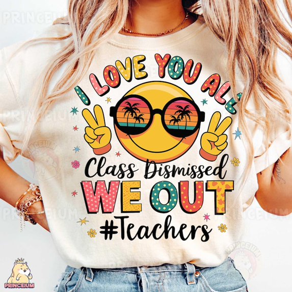 Teacher Summer T-Shirt, Class Dismissed We Out Shirt, Retro Smiley Shirt, End of School Shirt, Vacation Shirt