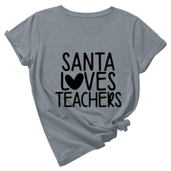 Teacher T-Shirt for Women Funny Letter Print Short Sleeve Shirts Teaching Life Tee Tops Funny Teachers Gift Tshirt