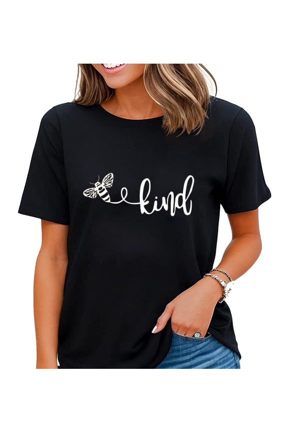 Teacher T Shirts for Women Bee Kind Cute Graphic Blessed,Sunflower T-shirt Plant These Save The Bees Tops Black 2X-Large