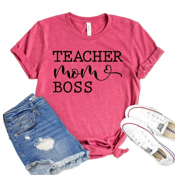 Teacher T-shirt Mom Boss Shirts Women's Teaching Shirt Boss Lady Tee Momlife Tshirt Mothers Day Gift Motherhood Top
