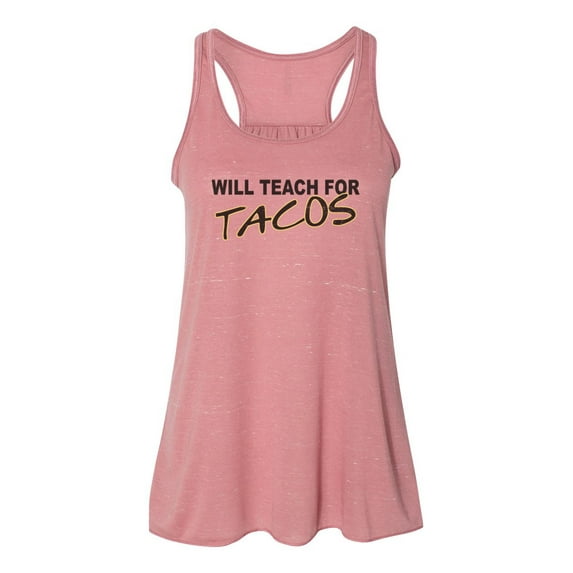 "Teacher Tank Top, Will Teach For Tacos, Teacher Racerback, Teacher Shirt, Gift For Teacher, Taco Lover, Taco Shirt, Teaching Shirt, Teachers, Mauve Marble, SMALL"