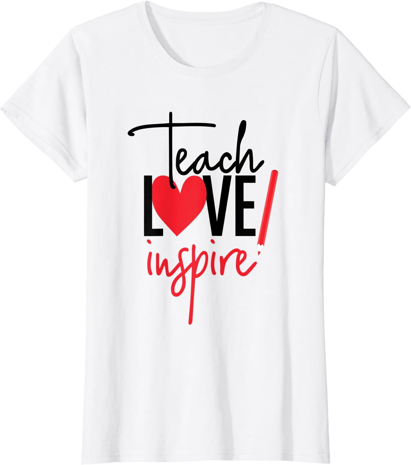 T-shirt ‘Teach Love Inspire’ Avec Tournesol – Pour Enseignants, 80% Coton 20% élasthanne – Femme