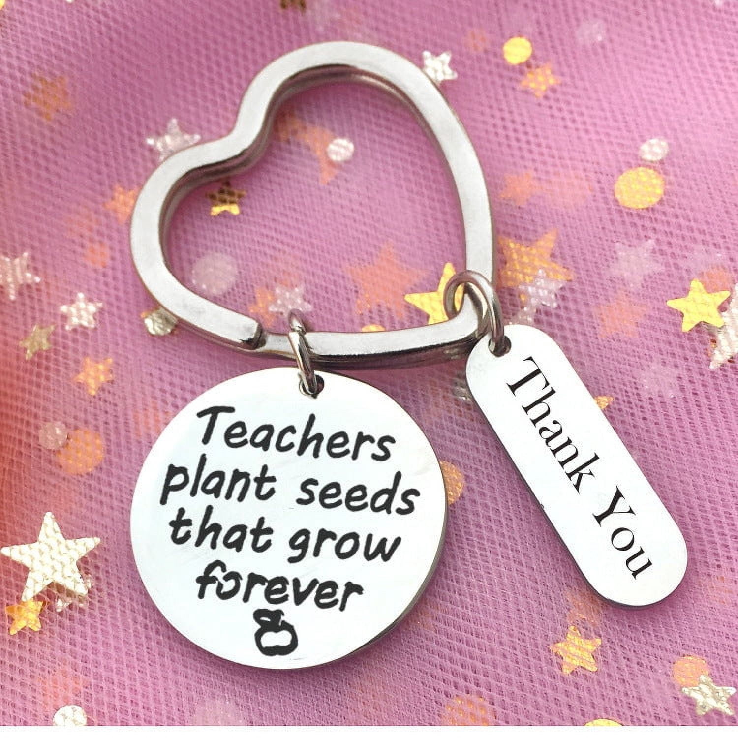 Teacher Appreciation Gift Keychain Stainless Steel Pendant English Teacher Present and Inspirational Thank You Keepsake