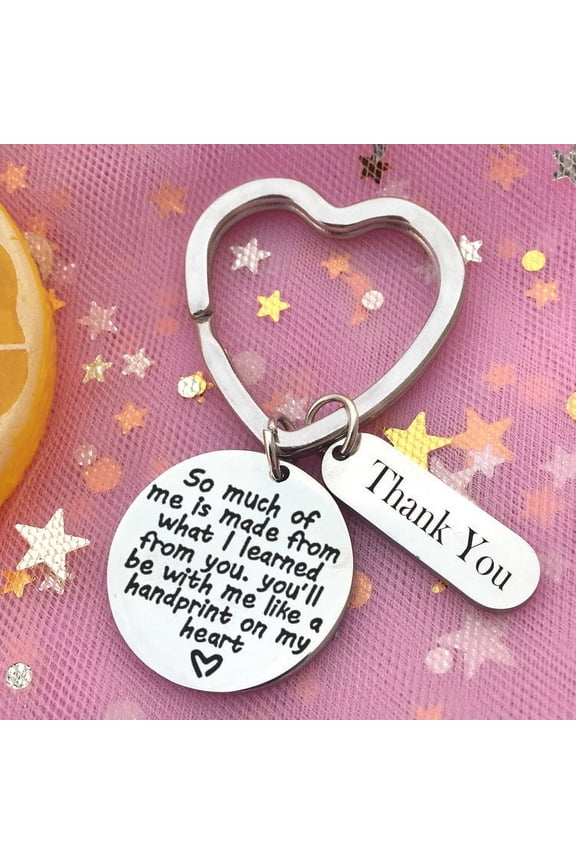 Teacher Appreciation Gift Keychain Stainless Steel Pendant English Teacher Present and Inspirational Thank You Keepsake