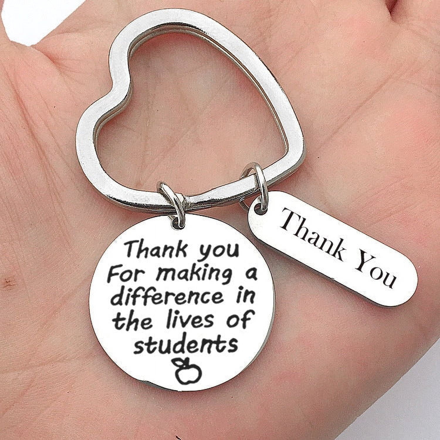 Teacher Appreciation Gift Keychain Stainless Steel Pendant English Teacher Present and Inspirational Thank You Keepsake