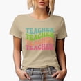 thumbnail image 1 of Teacher, Teaching Profession or School Themed, Groovy Retro Wavy Text Merch Gift, Tan T-Shirt, 2XL, 1 of 5