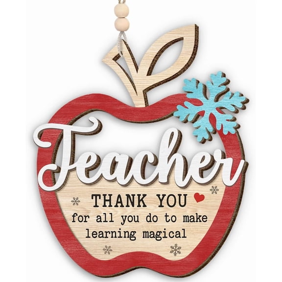 Teacher Thank You Gifts 2025, Wooden Teacher Ornament for Christmas Decorations, Daycare Appreciation Gifts for Teachers Educators on Christmas, Birthday, Retirement Decorations