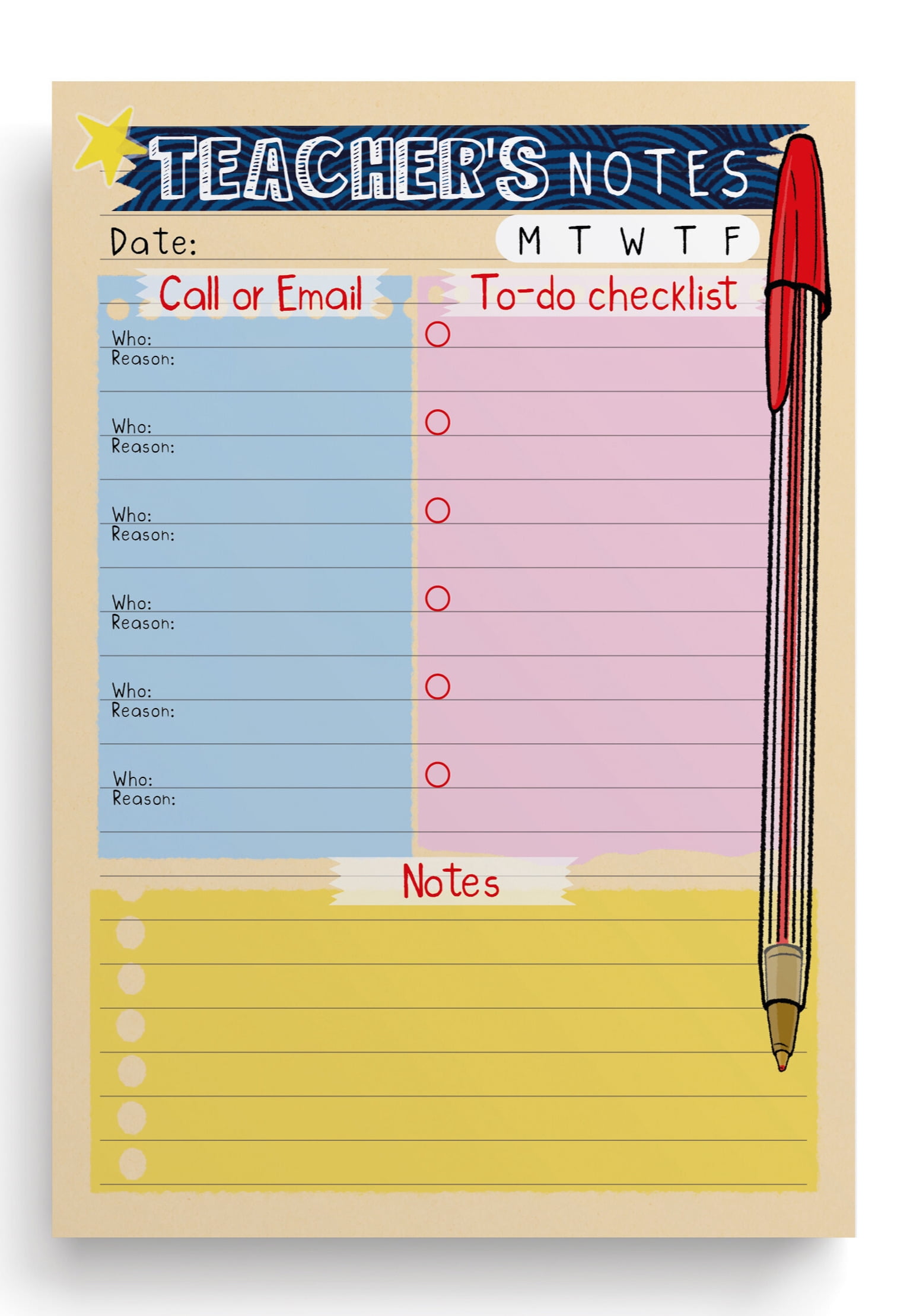 Teacher To-do Notepad, Daily Notes - Walmart.com