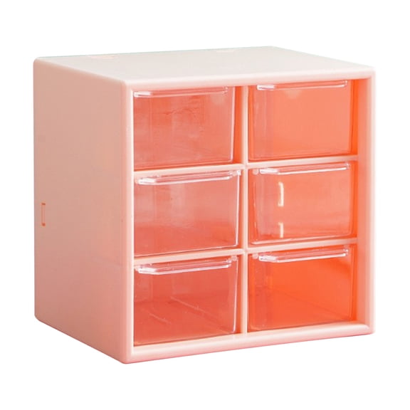 Teacher Toolbox,Desktop Storage Drawers,Mini Drawer Organizer Small Organizer with 6 Drawers Plastic Desktop Craft Storage Box for Office Home Room Jewelry Cosmetics Collection(Pink)