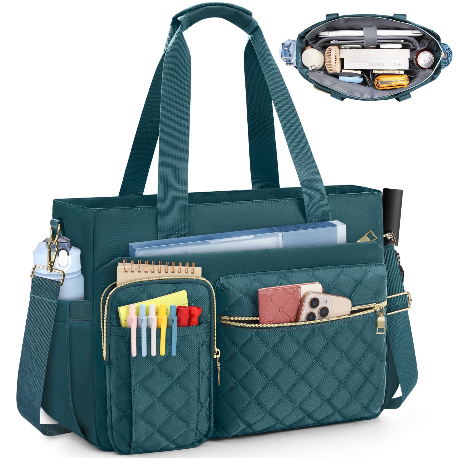 Teacher Tote Bag 15.6 inch Laptop Bag for Women Laptop Briefcase Work Bags Nurse Tote Professional Computer Messenger Shoulder Bags for Office, College, Nursing,DarkGreen