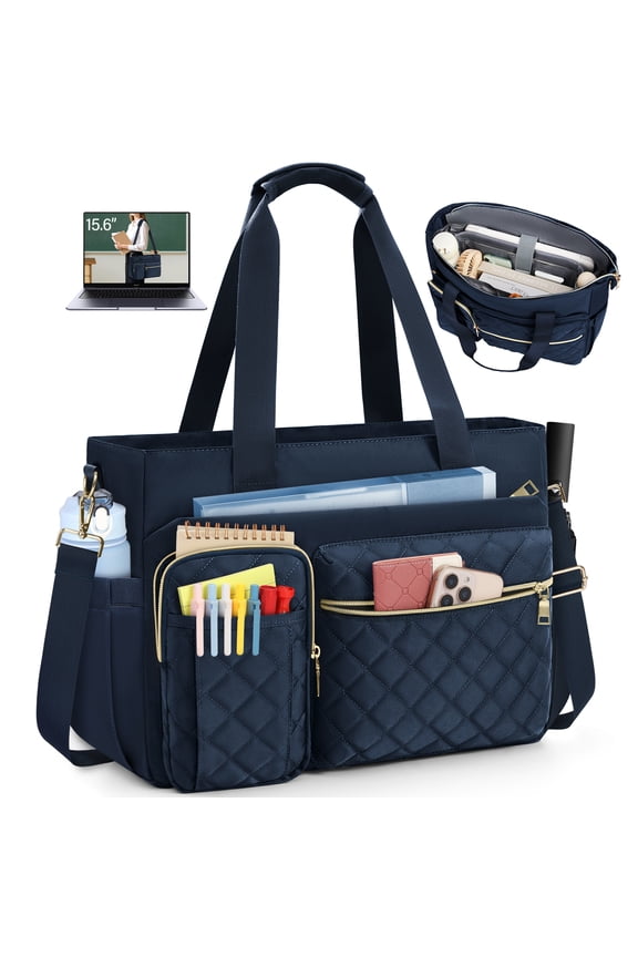 Teacher Tote Bag 15.6 inch Laptop Bag for Women Laptop Briefcase Work Bags Nurse Tote Professional Computer Messenger Shoulder Bags for Office, College, Nursing,DarkBlue