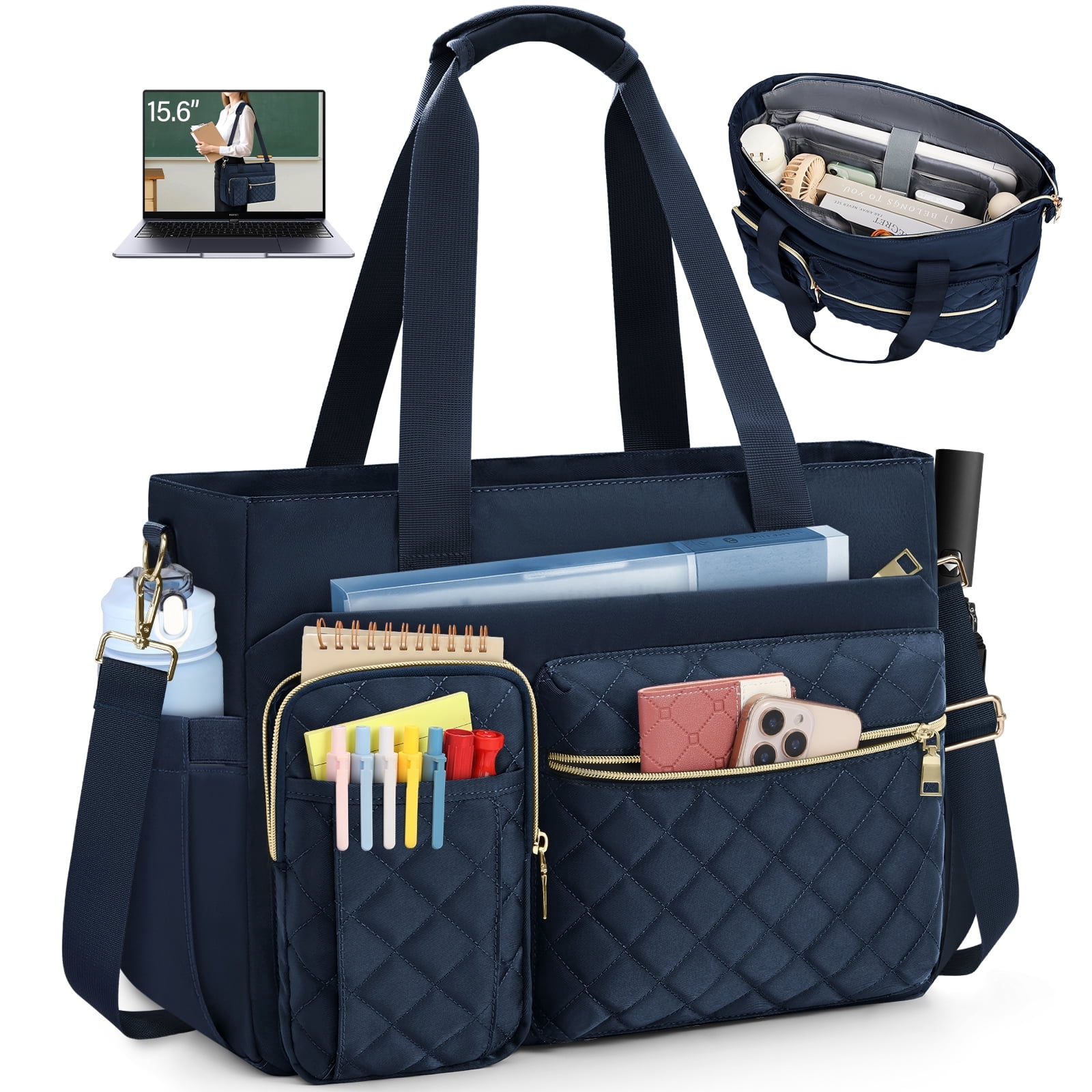 Teacher Tote Bag 15.6 inch Laptop Bag for Women Laptop Briefcase Work Bags Nurse Tote Professional Computer Messenger Shoulder Bags for Office, College, Nursing,DarkBlue