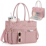 Teacher Tote Bag 15.6 inch Laptop Bag for Women, Work Bags Nurse Bible Bag Quilted Lightweight Laptop Tote Computer Briefcase for School Travel Office College, Pink