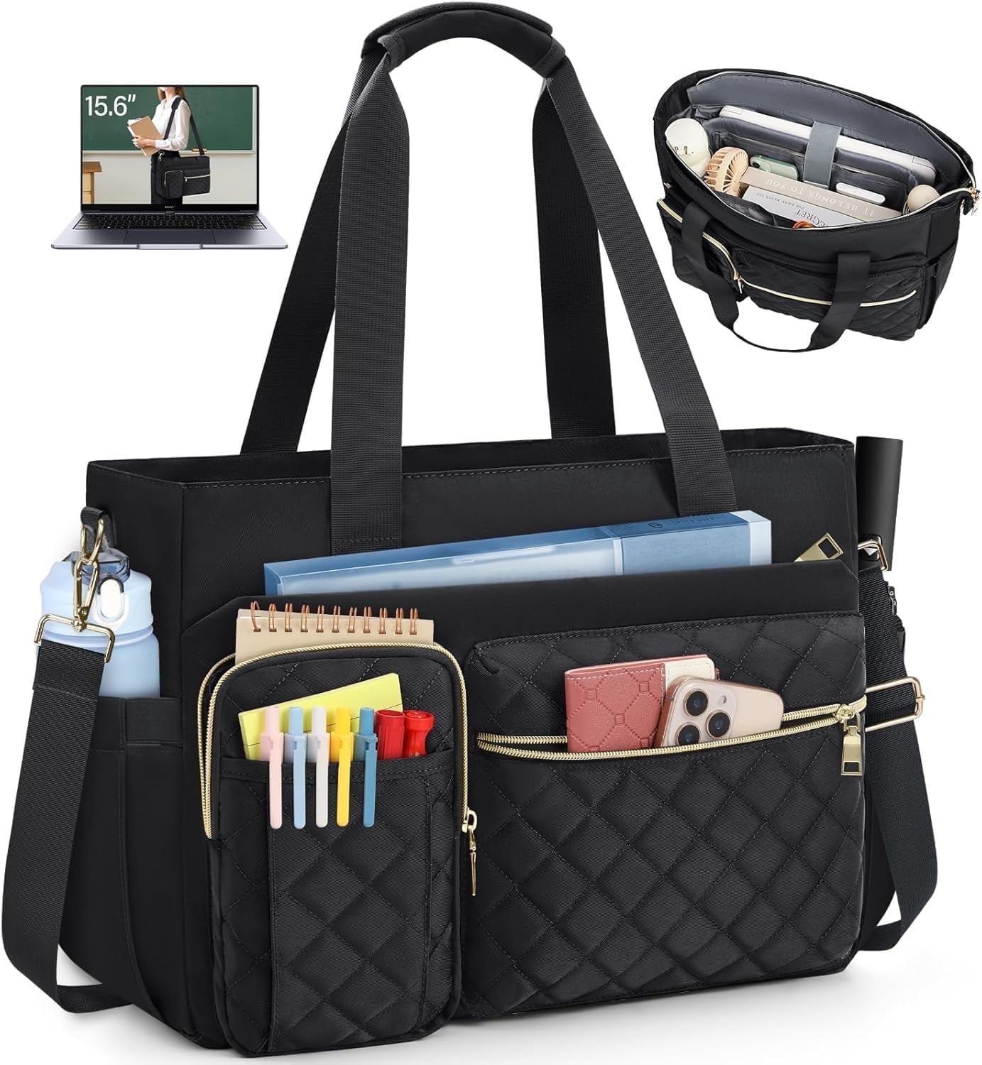 Teacher Tote Bag 15.6 inch Laptop Bag Work Bags for Women Nurse Tote Professional Computer Messenger Shoulder Bags Laptop Briefcase for Office,College,Nursing