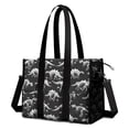 thumbnail image 1 of Teacher Tote Bag,Black Dinosaurs Skeleton Text Pattern Teacher Utility Tote Bag,Large Work Tote Bags for Women with Multiple Pockets,Top Zipper Closure,13.8x10.6x6.7 Inch, 1 of 5
