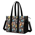 thumbnail image 1 of Teacher Tote Bag,Black Princess Castle Pattern Teacher Utility Tote Bag,Large Work Tote Bags for Women with Multiple Pockets,Top Zipper Closure,13.8x10.6x6.7 Inch, 1 of 5