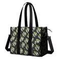 thumbnail image 1 of Teacher Tote Bag,Black Soccer Balls with Green Elements Pattern Teacher Utility Tote Bag,Large Work Tote Bags for Women with Multiple Pockets,Top Zipper Closure,13.8x10.6x6.7 Inch, 1 of 5