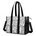 thumbnail image 1 of Teacher Tote Bag,Black White Football Elements Pattern Teacher Utility Tote Bag,Large Work Tote Bags for Women with Multiple Pockets,Top Zipper Closure,13.8x10.6x6.7 Inch, 1 of 5