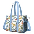 thumbnail image 1 of Teacher Tote Bag,Colorful Dinosaur and Leaf Pattern Teacher Utility Tote Bag,Large Work Tote Bags for Women with Multiple Pockets,Top Zipper Closure,13.8x10.6x6.7 Inch, 1 of 5
