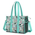 thumbnail image 1 of Teacher Tote Bag,Corgi Dog and Flowers Teacher Utility Tote Bag,Large Work Tote Bags for Women with Multiple Pockets,Top Zipper Closure,13.8x10.6x6.7 Inch, 1 of 5
