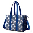 thumbnail image 1 of Teacher Tote Bag,Dark Blue Ballerina Flower Pattern Teacher Utility Tote Bag,Large Work Tote Bags for Women with Multiple Pockets,Top Zipper Closure,13.8x10.6x6.7 Inch, 1 of 5