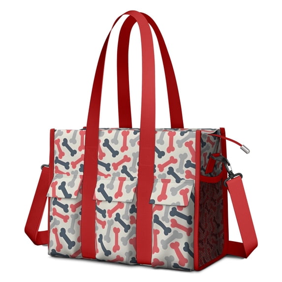 Teacher Tote Bag,Dog Bones Teacher Utility Tote Bag,Large Work Tote Bags for Women with Multiple Pockets,Top Zipper Closure,13.8x10.6x6.7 Inch
