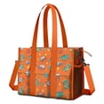 thumbnail image 1 of Teacher Tote Bag,Orange Cartoon Dinosaurs Rockets Planets Pattern Teacher Utility Tote Bag,Large Work Tote Bags for Women with Multiple Pockets,Top Zipper Closure,13.8x10.6x6.7 Inch, 1 of 5