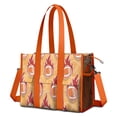 thumbnail image 1 of Teacher Tote Bag,Orange Flaming Footballs Pattern Teacher Utility Tote Bag,Large Work Tote Bags for Women with Multiple Pockets,Top Zipper Closure,13.8x10.6x6.7 Inch, 1 of 5