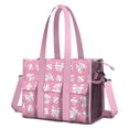 thumbnail image 1 of Teacher Tote Bag,Pink Bows and Baseballs Pattern Teacher Utility Tote Bag,Large Work Tote Bags for Women with Multiple Pockets,Top Zipper Closure,13.8x10.6x6.7 Inch, 1 of 5