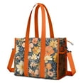 thumbnail image 1 of Teacher Tote Bag,Pioneer Flower Floral Print Pattern Teacher Utility Tote Bag,Large Work Tote Bags for Women with Multiple Pockets,Top Zipper Closure,13.8x10.6x6.7 Inch, 1 of 5