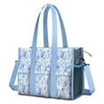 thumbnail image 1 of Teacher Tote Bag,Pioneer Flower Floral Print Pattern Teacher Utility Tote Bag,Large Work Tote Bags for Women with Multiple Pockets,Top Zipper Closure,13.8x10.6x6.7 Inch, 1 of 5