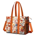 thumbnail image 1 of Teacher Tote Bag,Pioneer Flower Floral Print Pattern Teacher Utility Tote Bag,Large Work Tote Bags for Women with Multiple Pockets,Top Zipper Closure,13.8x10.6x6.7 Inch, 1 of 5