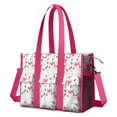 thumbnail image 1 of Teacher Tote Bag,Pioneer Flower Floral Print Pattern Teacher Utility Tote Bag,Large Work Tote Bags for Women with Multiple Pockets,Top Zipper Closure,13.8x10.6x6.7 Inch, 1 of 5