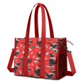 thumbnail image 1 of Teacher Tote Bag,Red Cartoon Dinosaurs Skiing Pattern Teacher Utility Tote Bag,Large Work Tote Bags for Women with Multiple Pockets,Top Zipper Closure,13.8x10.6x6.7 Inch, 1 of 5