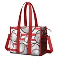 thumbnail image 1 of Teacher Tote Bag,Red and White Striped Baseballs Pattern Teacher Utility Tote Bag,Large Work Tote Bags for Women with Multiple Pockets,Top Zipper Closure,13.8x10.6x6.7 Inch, 1 of 5