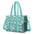 thumbnail image 1 of Teacher Tote Bag,Teal White Dinosaurs Pattern Teacher Utility Tote Bag,Large Work Tote Bags for Women with Multiple Pockets,Top Zipper Closure,13.8x10.6x6.7 Inch, 1 of 5