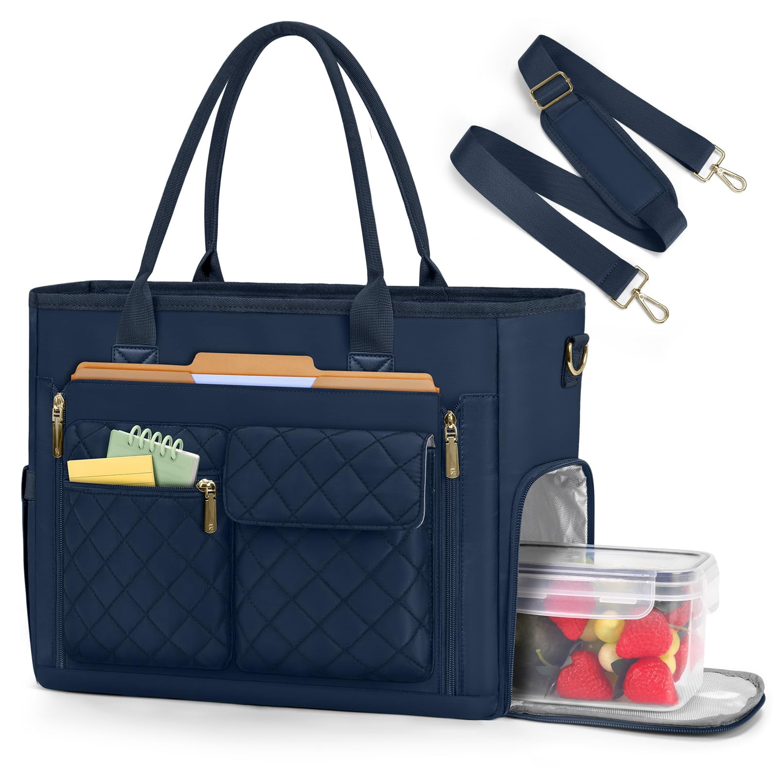 Teacher Tote Bag With Insulated Lunch Compartment 15.6 Inch Laptop For Women Lightweight Work Bags Nurse