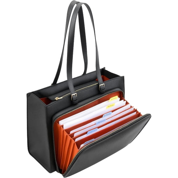 Teacher Tote Bag with Accordion File Pocket, Large Teacher Work Tote Bag for Women, , Fits 15.6" Laptop