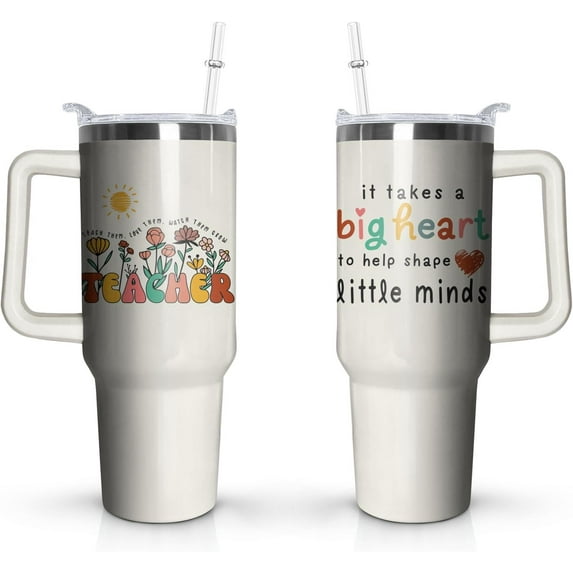 Teacher Tumbler 40oz With Handle & Straw Lid - Teacher Gifts for Women - Teachers'' Day Gifts, Teacher Appreciation Gifts - Gifts for Teachers New Teacher Gifts - Teacher Practitioner Gifts for Women
